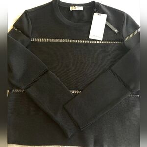 NEW! ZARA Women's Ladder Stitch Black Knit Top Sz M